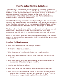 Pen Pal Letter Writing Guidelines