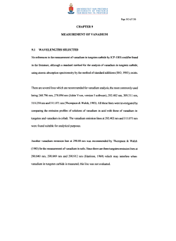 CHAPTER 9 MEASUREMENT OF VANADIUM 9.1 WAVELENGTHS