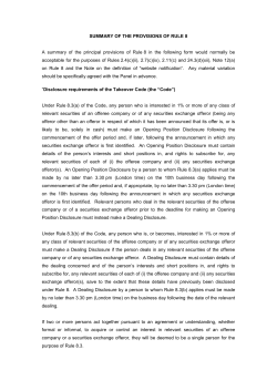 Rule 8 Summary - The Takeover Panel