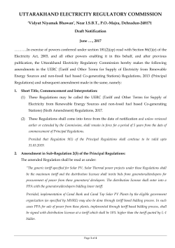 Draft UERC Sixth Amendment to RE Regulations, 2013.