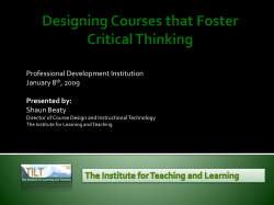 Designing Courses that Foster Critical Thinking ppt
