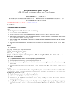 Ontario Clean Energy Benefit Act, 2010 - O. Reg