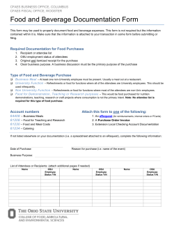 Food and Beverage Documentation Form