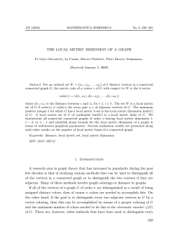THE LOCAL METRIC DIMENSION OF A GRAPH 1. Introduction A
