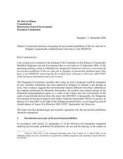 the Environment Protection Ministry of Hungary towards