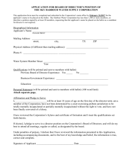 application for board of director`s position of the sky harbour water