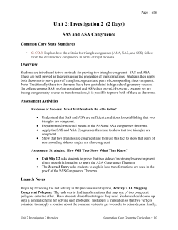 SAS and ASA Congruence Common Core State Standards
