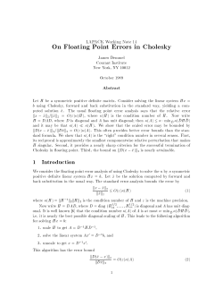 On Floating Point Errors in Cholesky