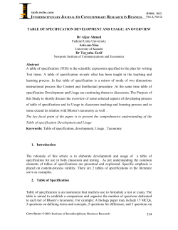 Table of Specification Development and Usage