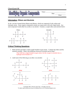 Ethers and Alcohols
