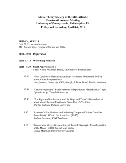 Music Theory Society of the Mid-Atlantic Fourteenth Annual Meeting