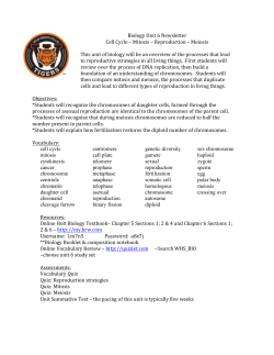Biology Unit 6 Newsletter Cell Cycle &ndash; Mitosis &ndash; Reproduction