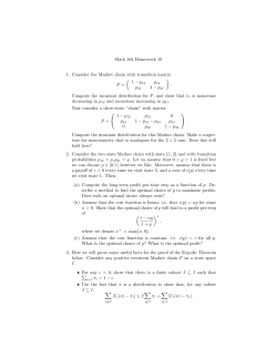 Math 564 Homework 10 1. Consider the Markov