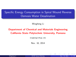 Specific Energy Consumption in Spiral Wound Reverse Osmosis