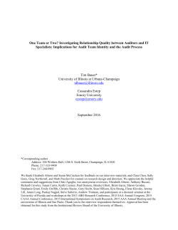 One Team or Two? - Canadian Academic Accounting Association