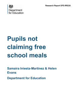 Pupils Not Claiming free school meals