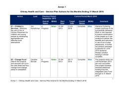 Service Plan Actions - Orkney Islands Council