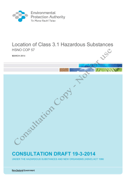 Location of Class 3.1 Hazardous Substances CONSULTATION