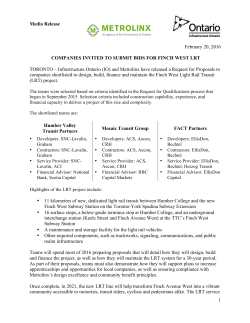 1 February 20, 2016 COMPANIES INVITED TO SUBMIT BIDS FOR