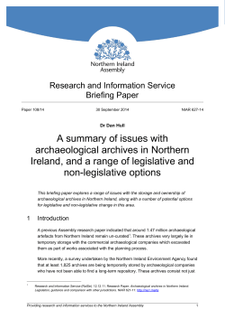 A summary of issues with archaeological archives in Northern