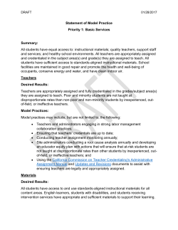 Statement of Model Practice Priority 1: Basic Services Summary: All
