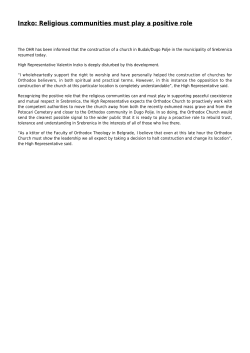 Inzko: Religious communities must play a positive role