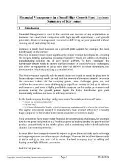 Financial Management in a Small High Growth Food Business