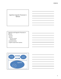 9/26/16 1 Cognitive-Linguistic Processes in Aphasia