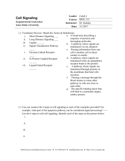 BIO 212 SI Kukday--Cell Signaling 3/1