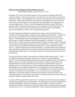History of the Endangered Plant Advisory Council