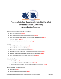Frequently Asked Questions Related to the A2LA ISO 15189 Clinical