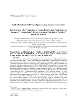 Feed value of selected tropical grasses, legumes and concentrates