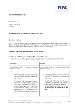 Amendments to the Laws of the Game - 2013/2014 1