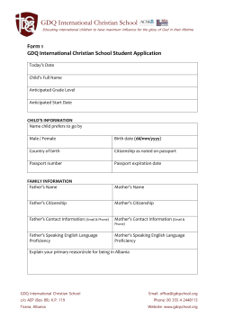 Form 1 GDQ International Christian School Student Application
