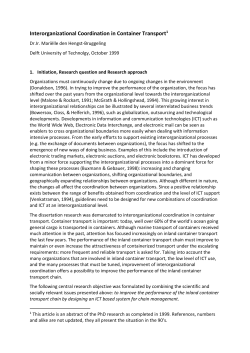 Interorganizational Coordination in Container Transport Dr.Ir