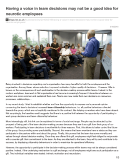 Having a voice in team decisions may not be a good idea for