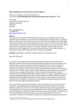 1 Skill and Collaboration in the Evolution of Human Cognition