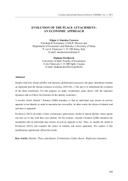 EVOLUTION OF THE PLACE ATTACHMENT: AN ECONOMIC