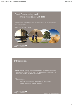 Plant Phenotyping and interpretation of 3D data Introduction