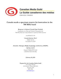 Canada needs a spectrum reserve for innovation in the 700 MHz band