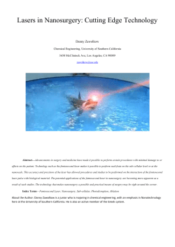 Lasers in Nanosurgery: Cutting Edge Technology Danny Zawolkow