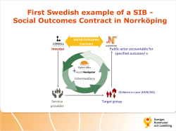 First Swedish example of a SIB - Social Outcomes Contract in