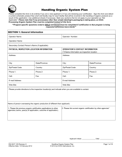 OCIA Organic Handling Plan Questionnaire