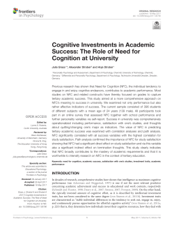 Cognitive Investments in Academic Success: The Role of