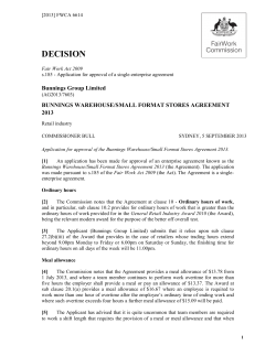 bunnings warehouse small format agreement 2013