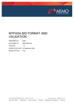 MTPASA Bid Format and Validation