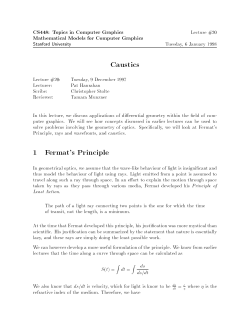 Caustics 1 Fermat`s Principle