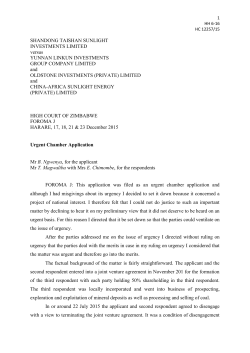 SHANDONG TAISHAN SUNLIGHT INVESTMENTS LIMITED versus