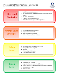 Professional Writing: Color Strategies Red Level Strategies Orange