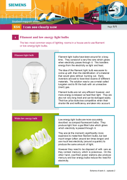 Filament and low energy light bulbs